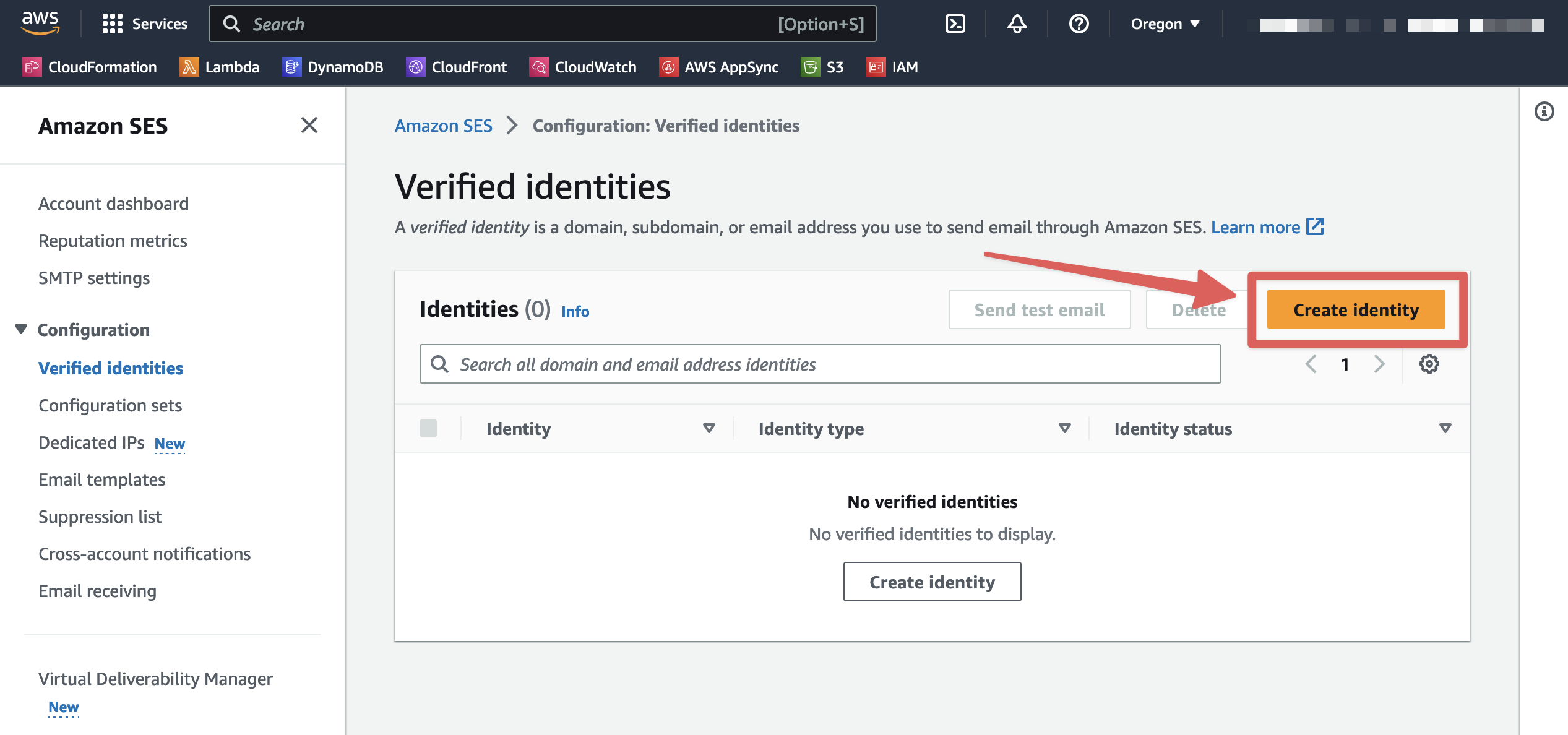 Create identity button