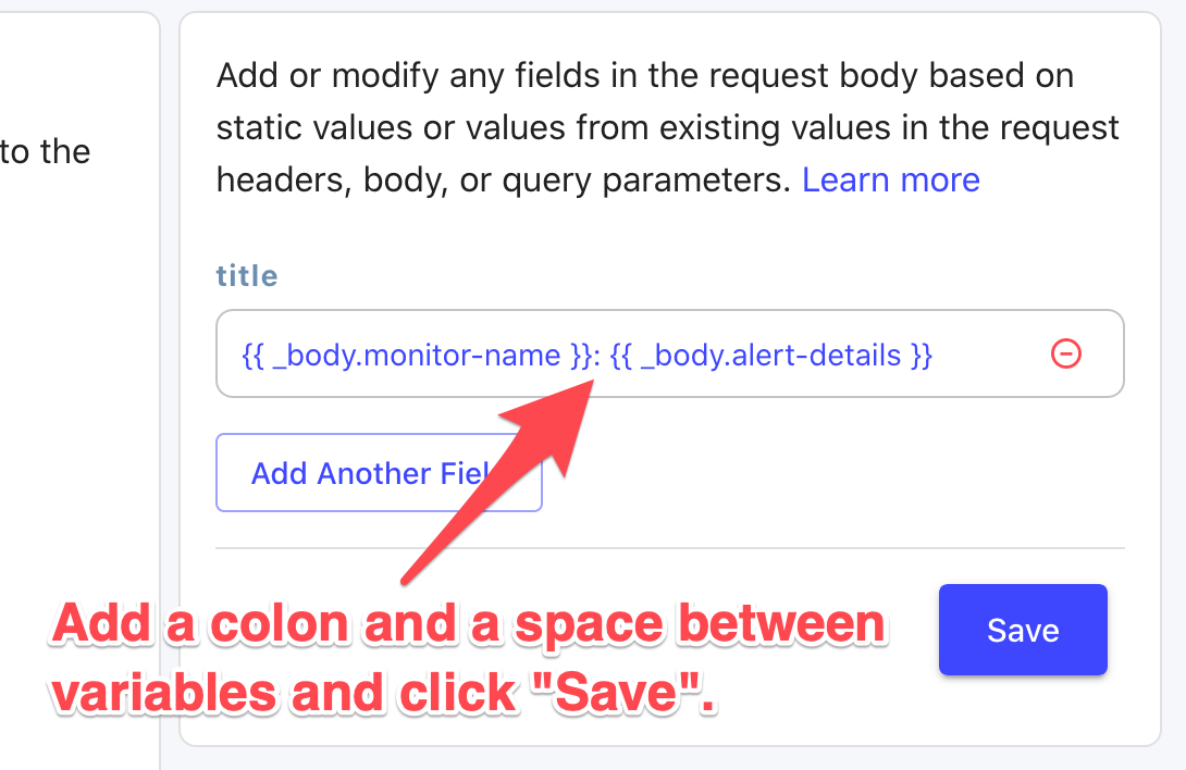 Modify template fields and save